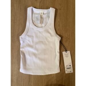 Alo White Goddess Ribbed Go-To Tank NWT